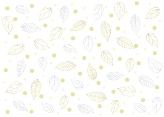 Christmas pattern illustration of gold and silver leaves.