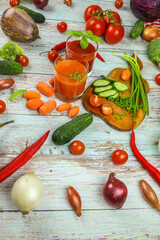 Vegetables on wooden background
