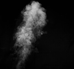 Smoke fragments on a black background. Abstract background, design element, for overlay on pictures