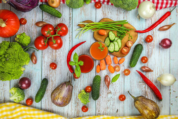 Vegetables on wooden background