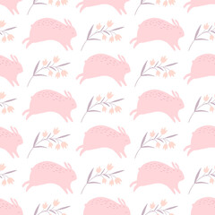 Abstract seamless pattern with rabbit. Design for fabric, textile, wrapping, digital paper.