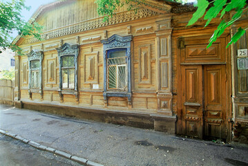 An old Russian wooden house from the times of the Russian Empire with elements of carved decorations.
Astrakhan, Russia.