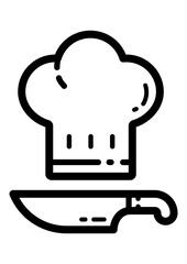 Toque And Knife Flat Icon Isolated On White Background
