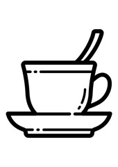 Cup And Saucer Flat Icon Isolated On White Background