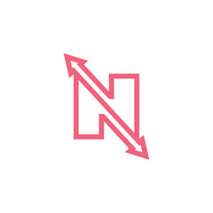 N letter with up and down arrow logo design vector