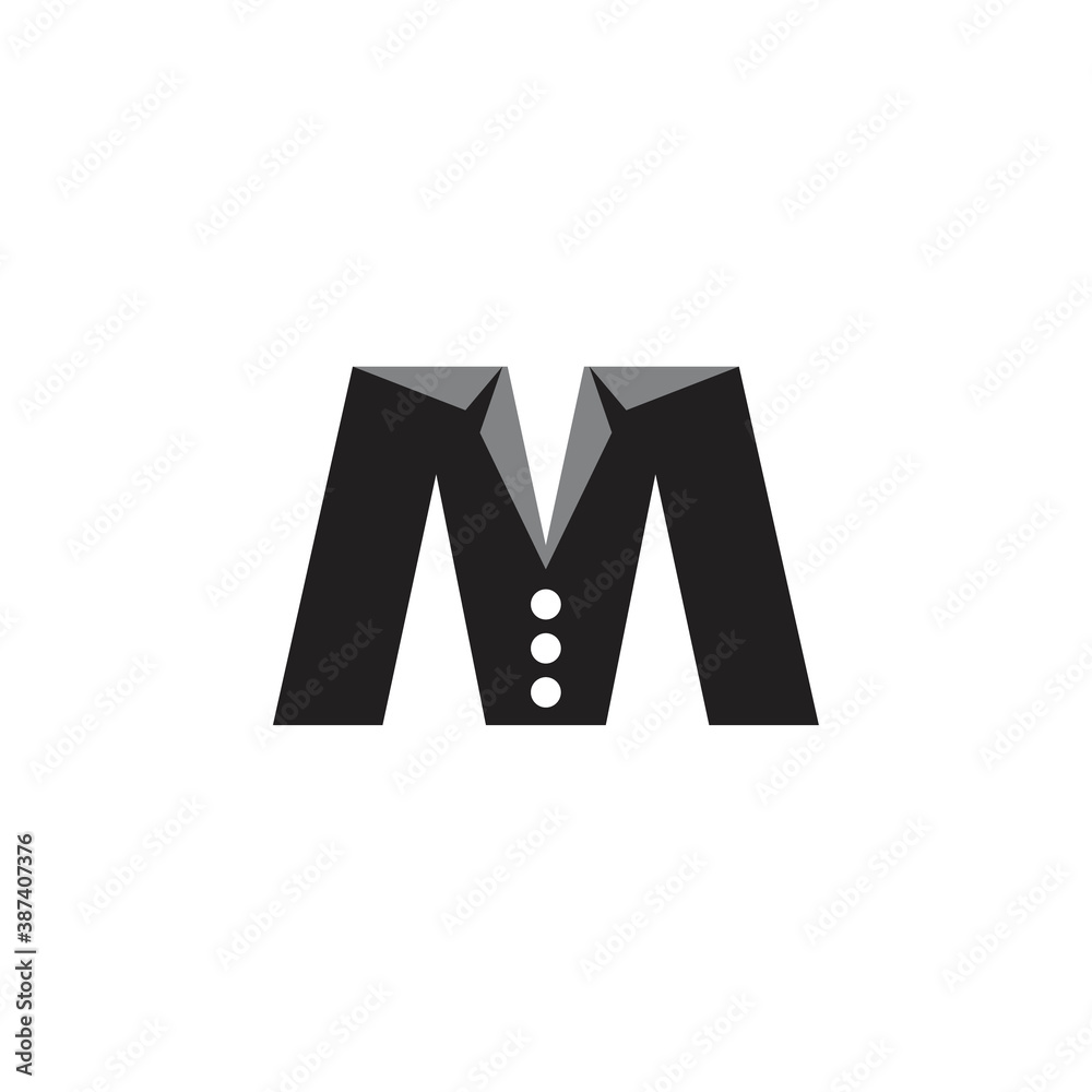 Wall mural m letter with collar dress logo design vector