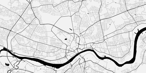 Urban city map of Newcastle upon Tyne. Vector poster. Grayscale street map. © Kostiantyn