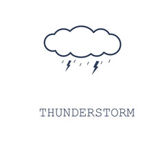 Thunderstorm icon on white background. Vector illustration in flat style. Cloud rain thunderstorm. For webpage, banner, infographic. 