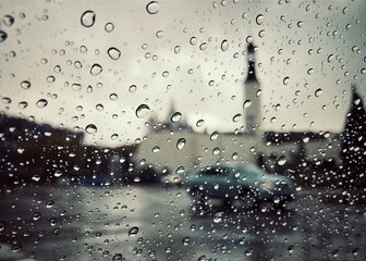 rainy day in an autumn afternoon somewhere in Madrid