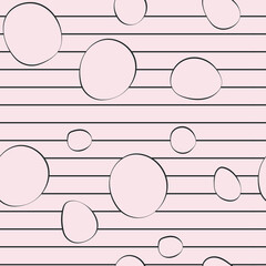 Seamless pattern with lines and hand-drawn circle bubble. For web, textile, wrapping and design
