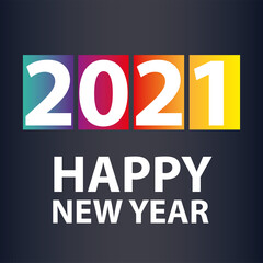 2021 happy new year, colored black with number card