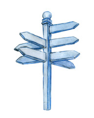 Single hand drawn blue signpost © Анастасия Якушева