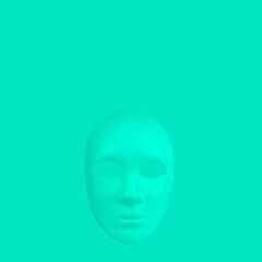 Face trendy conceptual photo shape relief on green turquoise background