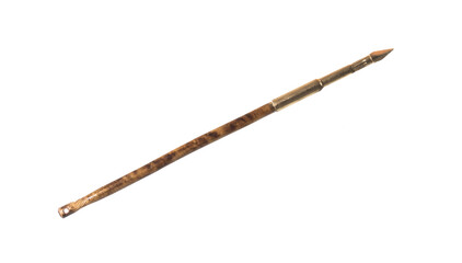 medieval golden spear isolated on white background