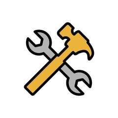 Hammer And Wrench Icon Color Design Vector Template