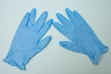Blue gloves, covid-19, medical latex gloves
