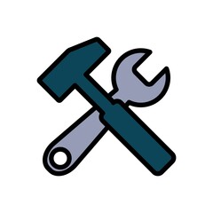 Hammer And Wrench Icon Color Design Vector Template