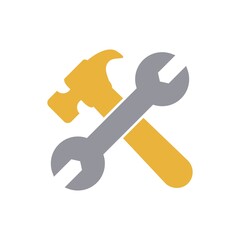 Hammer And Wrench Icon Color Design Vector Template