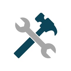 Hammer And Wrench Icon Color Design Vector Template