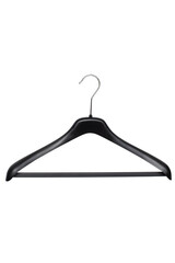 Black clothes hanger in the wardrobe