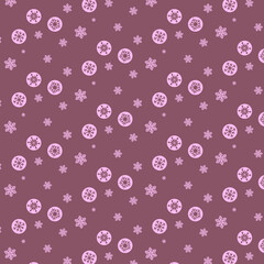 Snow seamless pattern on dark brown background. Can be used for wrapping paper, wallpaper, business cards etc.