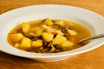 Czech soup bramboracka on plate