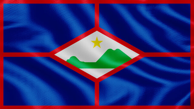 Flag of Sint-eustatius. Realistic waving flag 3D render illustration with highly detailed fabric texture.