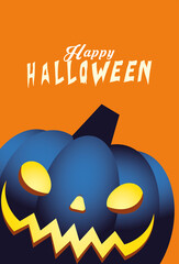 Halloween blue pumpkin cartoon vector design