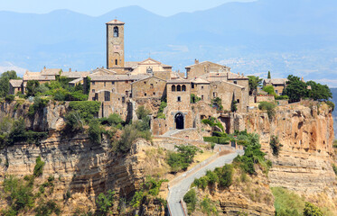 Fototapeta premium view of ancient italian town called CIVITA DI BAGNO REGIO