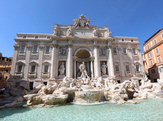 Fototapeta na wymiar Fountain of Trevi in Rome Italy without people