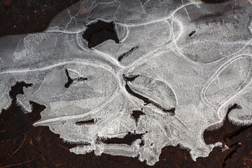 textured ice in early springtime