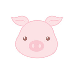 cute pig face cartoon animal color design