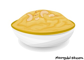 Moong dal sheera indian Sweet Dish Food Vector