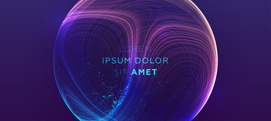 Glowing lines liquid dynamic flow. Trendy fluid cover design. Outline cartography landscape effect with topography relief elements. Eps10 vector illustration