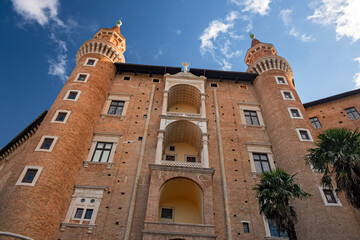Panoramic view of the renaissance Ducal palace in Urbino, Italy.