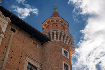 Panoramic view of the renaissance Ducal palace in Urbino, Italy.