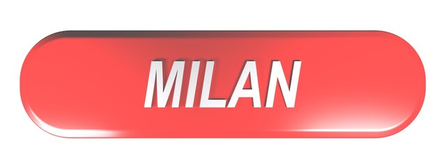 MILAN red rounded rectangle push button - 3D rendering illustration