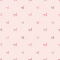 Wall murals For her Vector butterfly seamless repeat pattern design background. Abstract geometric pattern with pastel colors. Cute and simple girly background.
