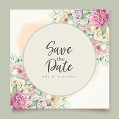 floral watercolor wedding invitation card
