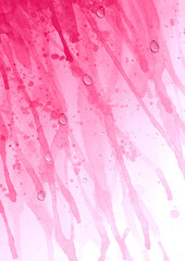 Watercolor pink color splash background. Watercolour hand painted splashes illustration with 3d effect drops.
