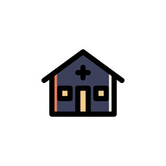 Hospital Icon Filled Outline Building Illustration Logo Vector
