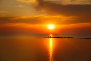 Sonnenaufgang, Sonnenuntergang an der Ostsee auf der Insel Rügen
