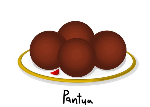 Pantua indian Sweet Dish Food Vector