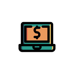 E-money Icon Filled Outline Business Illustration Logo Vector

