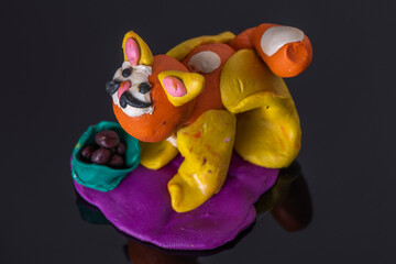 children's craft from plasticine-funny cat, creativity, hobby, entertainment