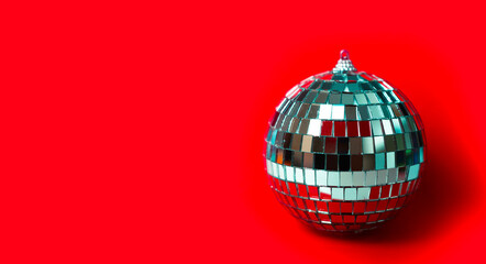 disco ball on red background