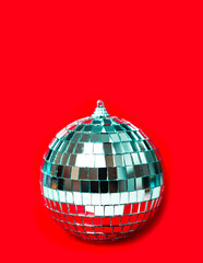 disco ball on red background