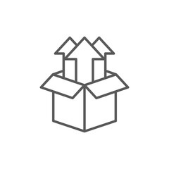 Product release icon. Flat line vector box icon.