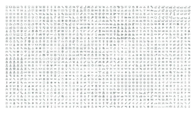 Set of 1500 High Quality Universal Icons . Isolated Vector Elements