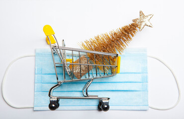 image of trolley fir tree white background 